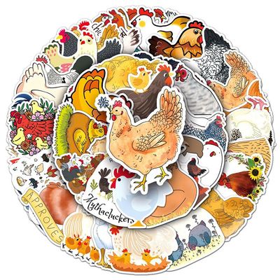 Chicken Stickers |50Pcs Hen Rooster Waterproof Vinyl Decals for Water Bottles Bicycle Laptop Refrigerator Luggage Computer Mobile Phone Skateboard Bike Dcor