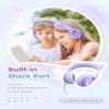 iClever Kids Headphones with Cat Ear Led Light Up, Safe Volume Limite Wired Headphones with FunShare Foldable Over-Ear Headphones for Kids/School/iPad/Tablet/Travel, Meow Donut-Purple view 3