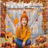 Dudaacvt 7x5FT Fall Thanksgiving Backdrop Autumn Pumpkin Harvest Barn Door Photography Backdrop Maple Leaves Haystack Thanksgiving Party Decorations Backdrop view 2