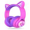 iClever Cat Ear Kids Bluetooth Headphones, LED Lights Up, 74/85dBA Safe Volume Limited, 50H Playtime,Bluetooth 5.2, USB C, Kids Headphones Wireless for Travel iPad Tablet, Meow Macaron Hot Pink view 1
