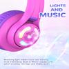 iClever Cat Ear Kids Bluetooth Headphones, LED Lights Up, 74/85dBA Safe Volume Limited, 50H Playtime,Bluetooth 5.2, USB C, Kids Headphones Wireless for Travel iPad Tablet, Meow Macaron Hot Pink view 2
