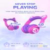 iClever Cat Ear Kids Bluetooth Headphones, LED Lights Up, 74/85dBA Safe Volume Limited, 50H Playtime,Bluetooth 5.2, USB C, Kids Headphones Wireless for Travel iPad Tablet, Meow Macaron Hot Pink view 4
