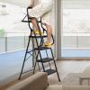 WiberWi 4 Step Ladder with Handrails Folding Step Stool with Tool Plateform, 330 lb Capacity Step Stools for Adults Portable Ladder for Home Kitchen Steel Frame with Non-Slip Wide Pedal view 2