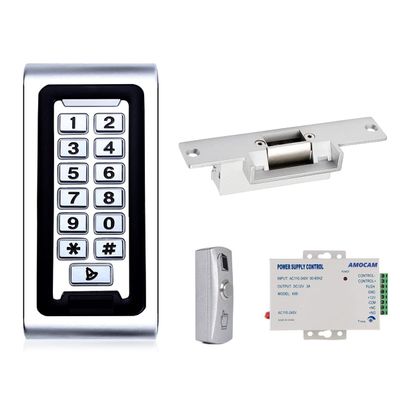 AMOCAM Door Access Control System, Zinc Alloy Password Keypad + Electric Lock + Power Supply Control + Door Exit Button Suitable for Apartment, Office, Access Control