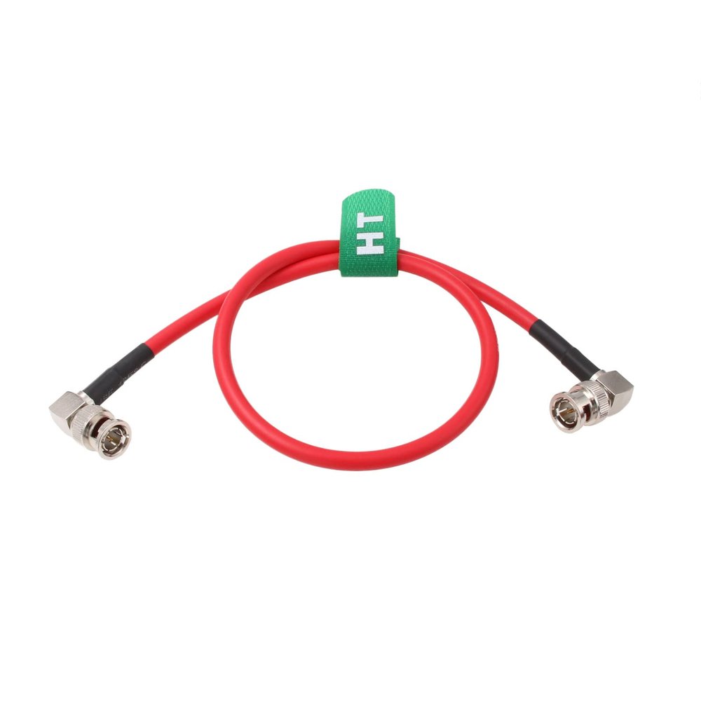 HangTon 4K 12G SDI Raw Video Cable for Sony FS7 FX9 FX6 Camera Blackmagic SmallHD Atomos Monitor Right Angle BNC Canare LV-61S 75 ohm Coaxial Shielded (30cm, Red)