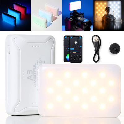 AMBITFUL A3 Color RGB Video Light, Portable LED Light,Camera Light, App Control, Rechargeable Led Video with CRI 95+ 2800-6800k for Camera