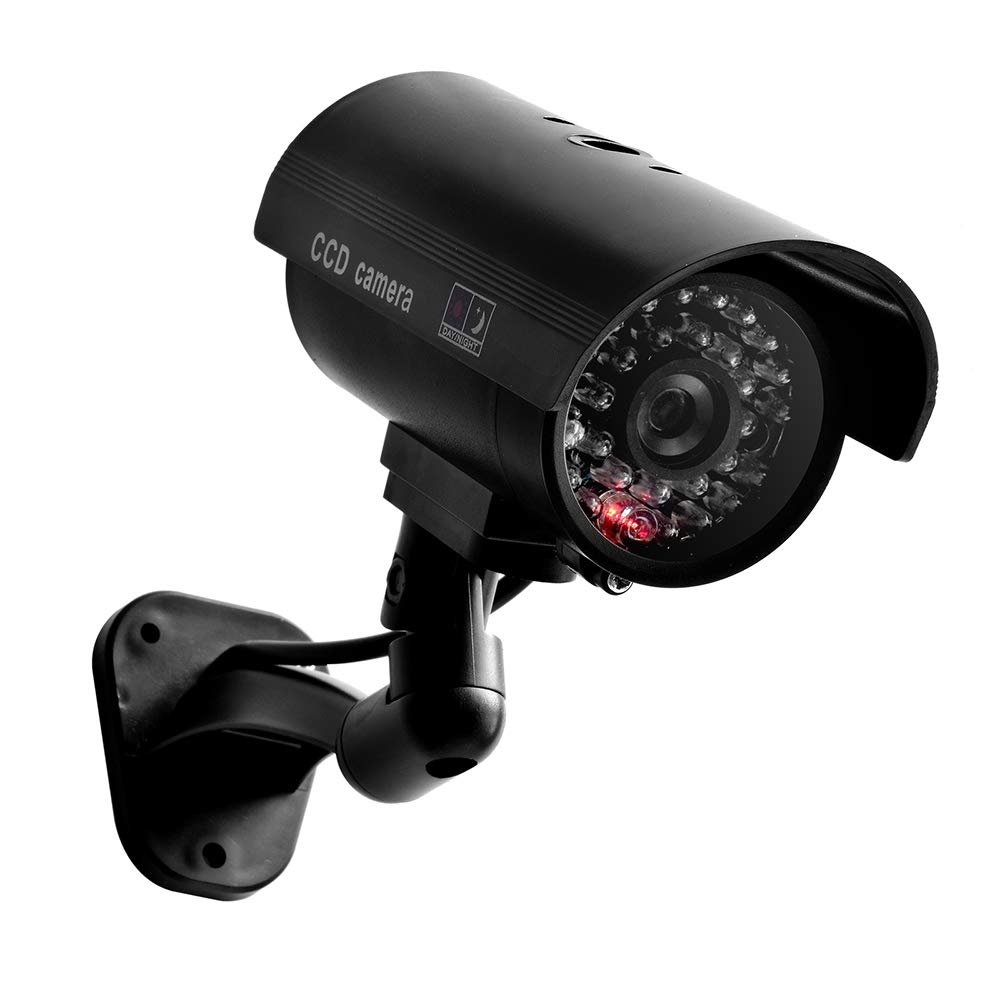 Splenssy Bullet Simulation Camera Fake Waterproof CCTV Camera Dummy Bullet Camera with Flashing Red LED Light for Driveway Garden Patio Porch,Powered by 2*AAA Batteries