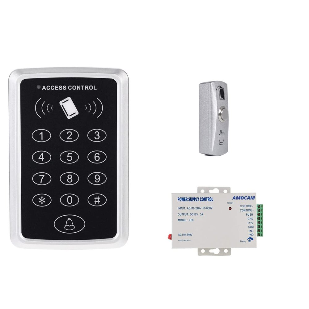 AMOCAM Door Access Control System, Password Keypad + Power Supply Control + Door Exit Button Suitable for Apartment, Office, Access Control