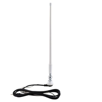 RecPro RV AM/FM Radio Rubber Mast Antenna with 72" Cable | Top or Side Mount | Flexible Rubber Antenna with Swivel Base (White)