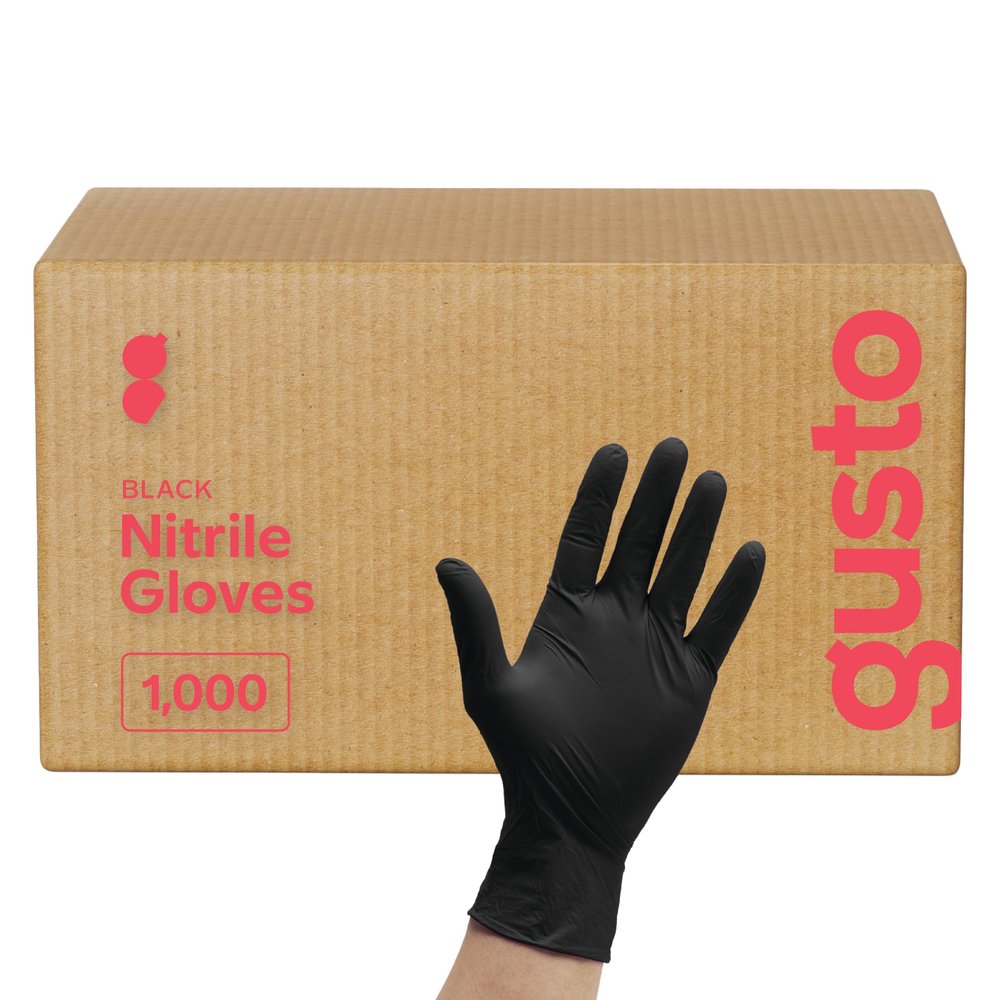 Comfy Package [Case of 1,000 Black Nitrile Gloves Disposable Latex Free, 6 Mil Extra Strength, Powder Free, Chemical Resistant, Textured Fingertips - Large