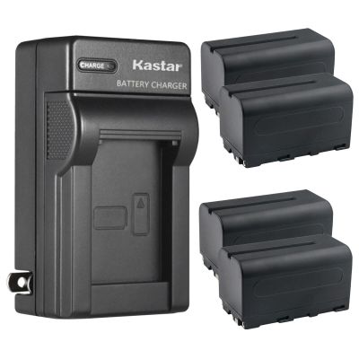 Kastar 4-Pack NP-F750 / NP-F770 Battery and AC Wall Charger Replacement for Blackmagic Design Video Assist 5" Monitor, Assist 7" Monitor, Blackmagic Design Video Assist 3G-SDI/HDMI 7" Recorder/Monitor