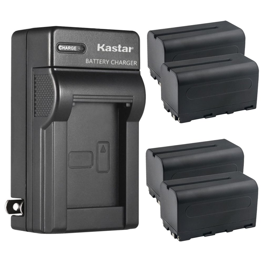 Kastar 4-Pack NP-F750 / NP-F770 Battery and AC Wall Charger Replacement for Blackmagic Design Video Assist 5" Monitor, Assist 7" Monitor, Blackmagic Design Video Assist 3G-SDI/HDMI 7" Recorder/Monitor