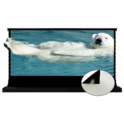 VIVIDSTORM Since 2004-Pearlescent Cinema White Plus Screen,Black Housing Motorized Floor-Rise Projection Screen,Electric Tension,VSDSTZW92H