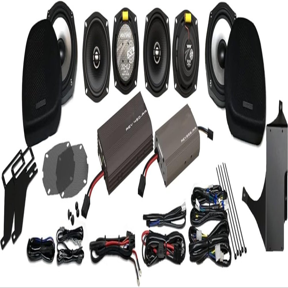 Hogtunes Ultra 6 Pack-XL with 425 Watts RMS Dual Amplifiers, XL Series 5.25" Front, 5.25" Rear, & 7" Lower Speakers (6 Pack), Fits 1998-2013 Harley-Davidson Motorcycles