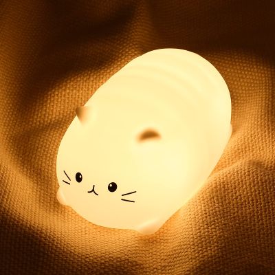 LOVERUIS Night Light for Kids Cute Cat Gifts Kids Night Light Timer Squishy Kitty Silicone Lamp for Children Colorful Decoration for Bedroom Girl