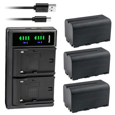 Kastar 3-Pack NP-F750 / NP-F770 Battery and LTD2 USB Charger Compatible with Lilliput A7S 7", A7S-B 7" Field LED Monitor, H7 7", H7S 7", Q7 Full HD Monitor, A11 10.1", A12 12.5" IPS 4K HDMI Monitor