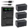 Kastar 3-Pack NP-F750 / NP-F770 Battery and LTD2 USB Charger Compatible with Lilliput A7S 7", A7S-B 7" Field LED Monitor, H7 7", H7S 7", Q7 Full HD Monitor, A11 10.1", A12 12.5" IPS 4K HDMI Monitor view 1