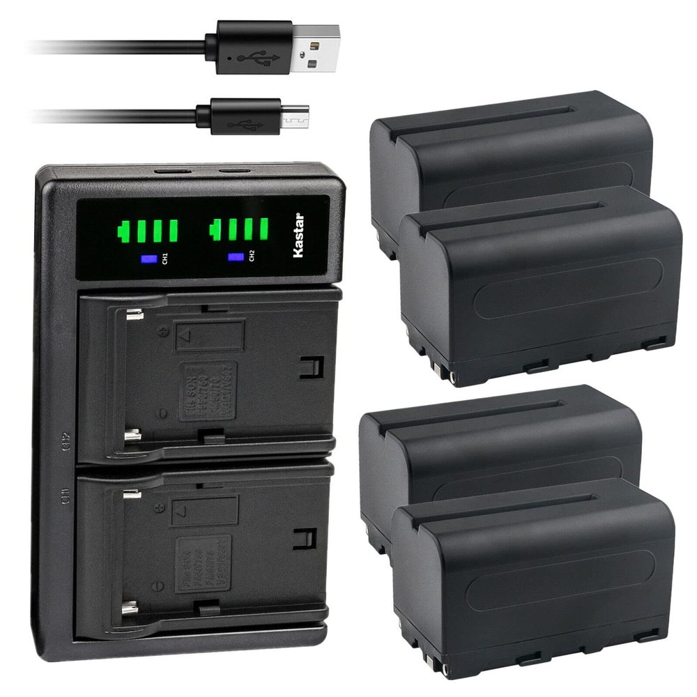 Kastar 4-Pack NP-F750 / NP-F770 Battery and LTD2 USB Charger Compatible with Viltrox DC-55 5.5" Professional 4K HDMI Monitor, DC70 II 7" LCD On-Camera Monitor, DC70 EX 7" 4K LCD On-Camera Monitor