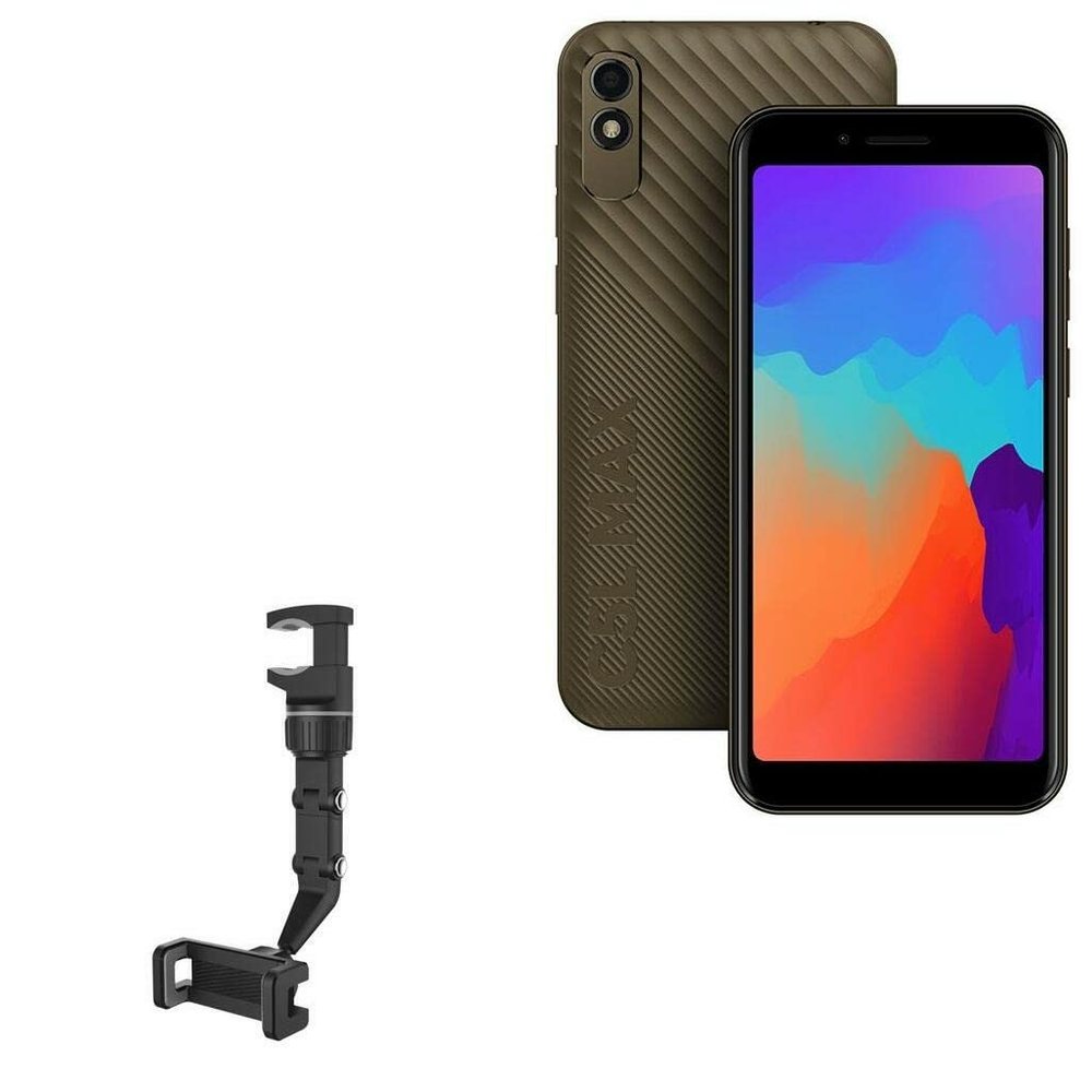 BoxWave Car Mount Compatible with BLU C5L Max - Rearview Mirror Car Mount, Rear View Mirror Adjustable GPS Car Mount - Jet Black