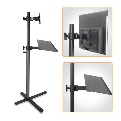Arm Mount Floor-standing Monitor Stand 12"-27" Movable Single Monitor Stand Mount Height-adjustable Monitor Stand with Keyboard Bracket, Holds Up to 44lbs Monitor Stand - Monitor Arm ( Style : B )