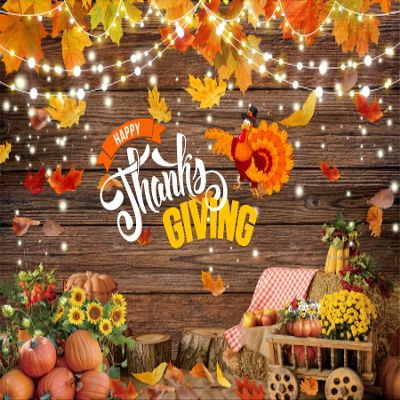 LTLYH 10x8ft Thanksgiving Backdrop Fall Harvest Pumpkin Turkey Background for Autumn Party Family Gathering School Festival Decorations Photo Booth Banner186