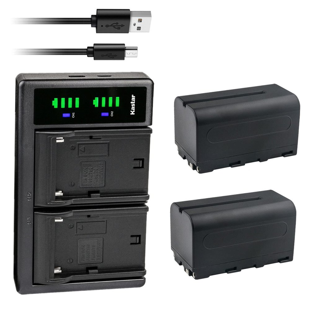 Kastar 2-Pack NP-F750 / NP-F770 Battery and LTD2 USB Charger Compatible with Viltrox DC-55 5.5" Professional 4K HDMI Monitor, DC70 II 7" LCD On-Camera Monitor, DC70 EX 7" 4K LCD On-Camera Monitor