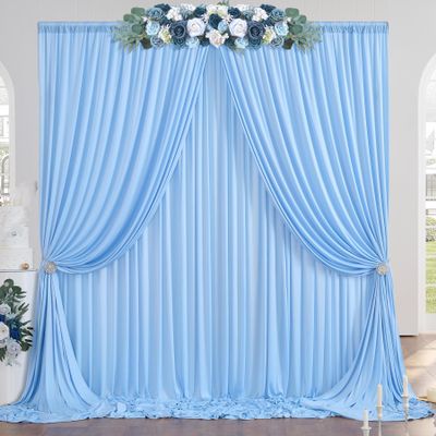 10ft x 10ft Wrinkle Free Baby Blue Backdrop Curtain for Parties, Polyester Blue Photo Backdrop Drapes 2 Panels 5x10ft for Wedding Party Photography Background Baby Shower Birthday Decor