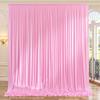 10ft x 10ft Wrinkle Free Pink Backdrop Curtains for Parties, Polyester Baby Pink Backdrop Drapes 2 Panels 5x10ft for Wedding Girl Birthday Party Photography Background view 1