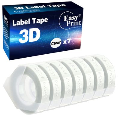 EASYPRINT (7X Clear, 7-Pack) Compatible Embossing Tape Self-Adhesive Replacement for Embossing Tape for Dymo Embossing Label Maker Organizer Xpress, White on Red, 3/8 in x 9.8 ft