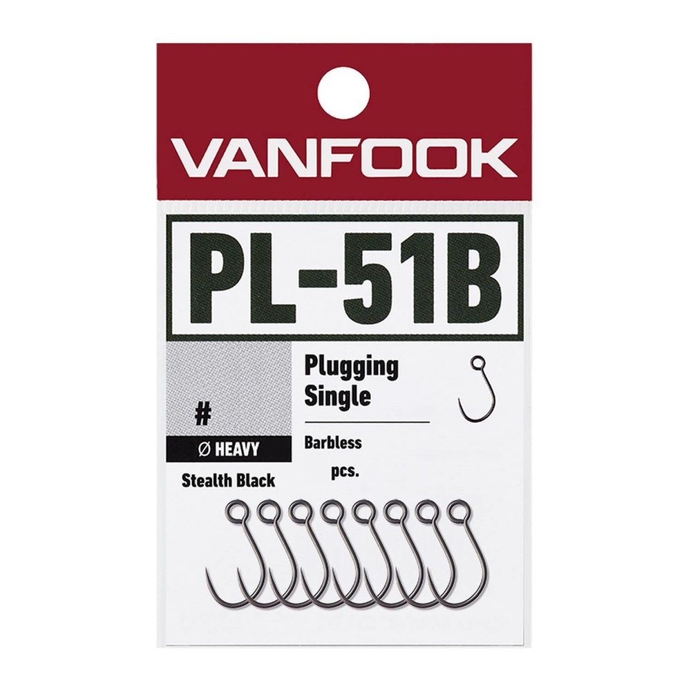 Vanfook 39894 Plugging Single Heavy [Barbless] PL-51B Stealth Black #10