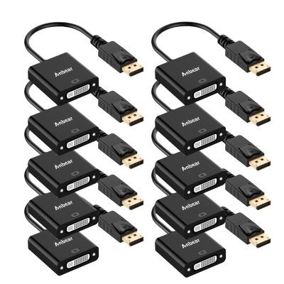 Anbear DisplayPort to DVI Adapter 10PACK, Display Port to DVI-D Adapter (Male to Female) Compatible with Computer,Desktop,Laptop,PC