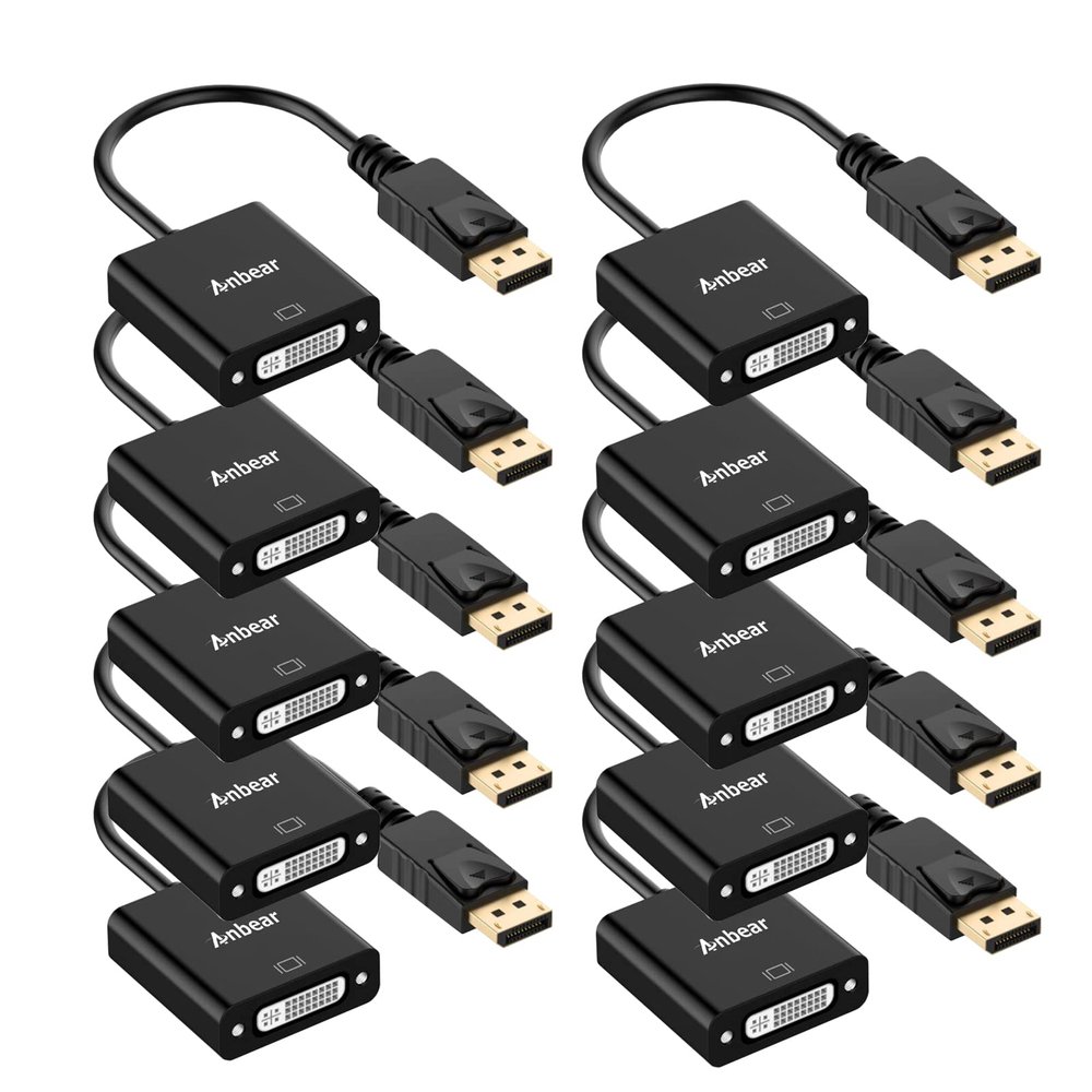Anbear DisplayPort to DVI Adapter 10PACK, Display Port to DVI-D Adapter (Male to Female) Compatible with Computer,Desktop,Laptop,PC