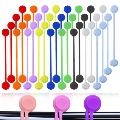 36 Pcs Magnetic Cable Ties,BetterJonny Silicone Cable Management Ties Reusable Magnet Cable Straps for Bundling and Organizing Cables,Headphone,USB,Hanging & Holding Keychain(9 Colors)