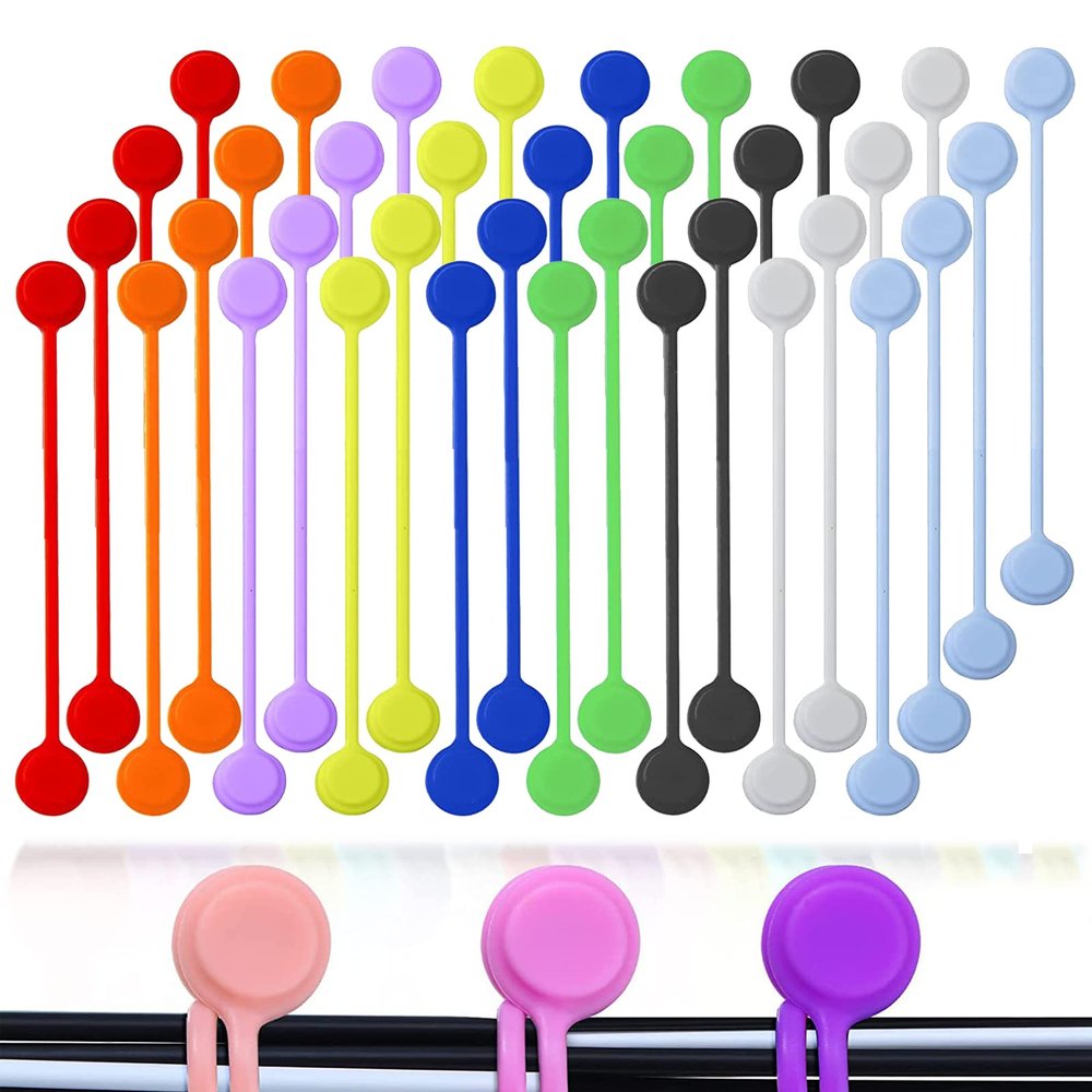 36 Pcs Magnetic Cable Ties,BetterJonny Silicone Cable Management Ties Reusable Magnet Cable Straps for Bundling and Organizing Cables,Headphone,USB,Hanging & Holding Keychain(9 Colors)