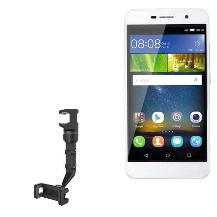 BoxWave Car Mount Compatible with Honor Holly 2 Plus - Rearview Mirror Car Mount, Rear View Mirror Adjustable GPS Car Mount - Jet Black