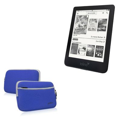 BoxWave Case Compatible with Tolino Shine 3 - SoftSuit with Pocket, Soft Pouch Neoprene Cover Sleeve Zipper Pocket - Super Blue