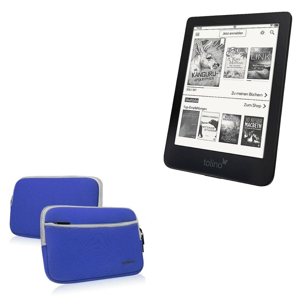 BoxWave Case Compatible with Tolino Shine 3 - SoftSuit with Pocket, Soft Pouch Neoprene Cover Sleeve Zipper Pocket - Super Blue