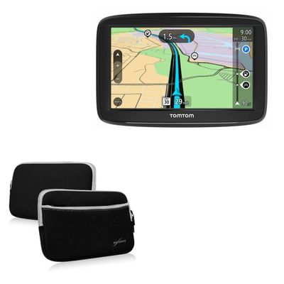 BoxWave Case Compatible with Tomtom VIA 1625TM - SoftSuit with Pocket, Soft Pouch Neoprene Cover Sleeve Zipper Pocket - Jet Black