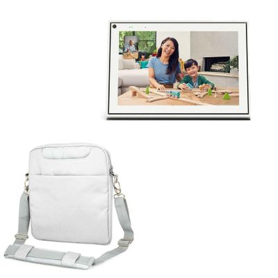 BoxWave Case Compatible with Facebook Portal (2nd Gen 2019) - Encompass Urban Bag, Over Shoulder Messenger Straps Handle Bag Pockets - Cool Grey