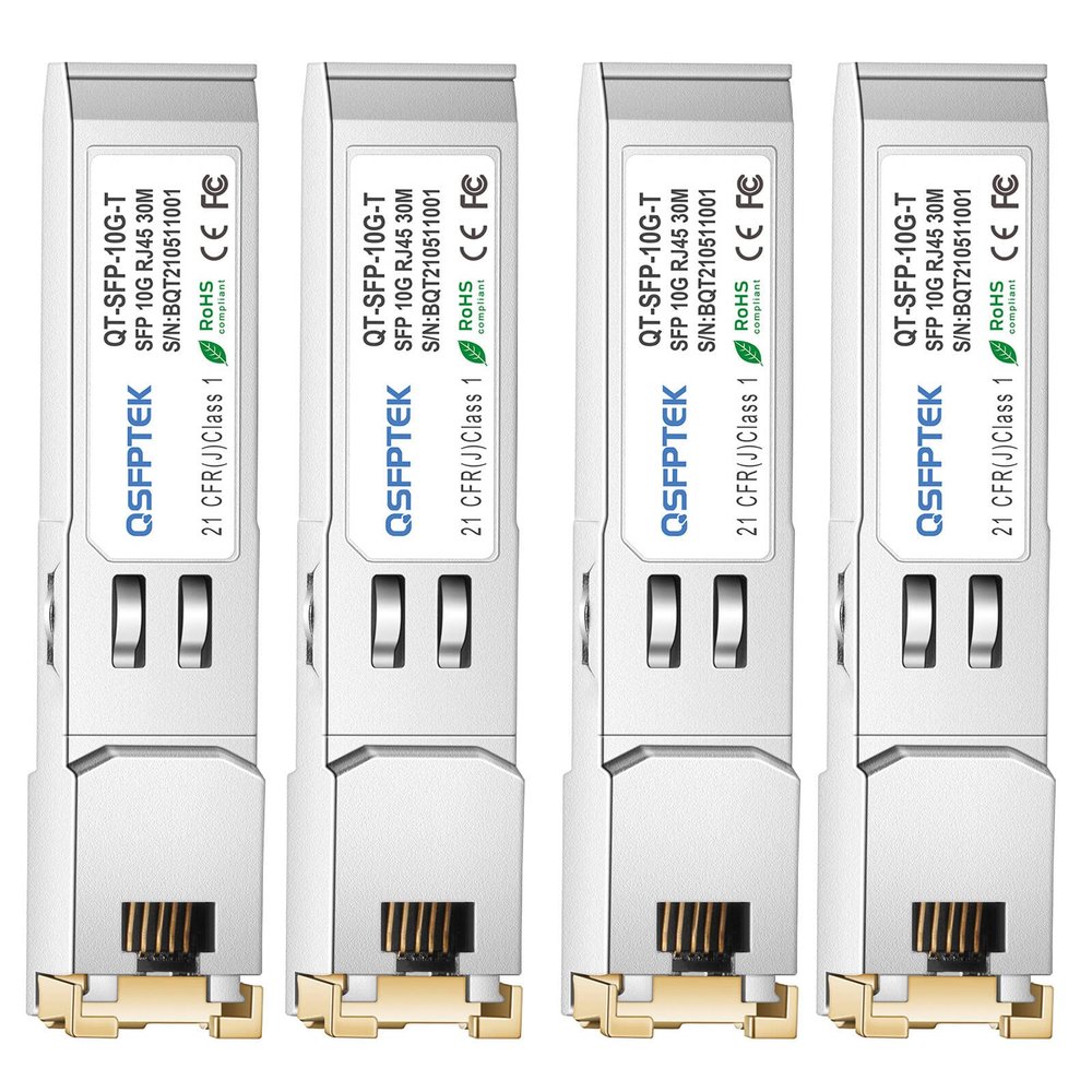1.25G Copper SFP RJ-45 Module, 10/100/1000BASE-T Gigabit SFP to RJ45 Ethernet Mini-GBIC Transceiver for Ubiquiti UF-RJ45-1G, MikroTik, Supermicro Reach 100m - 4Pack
