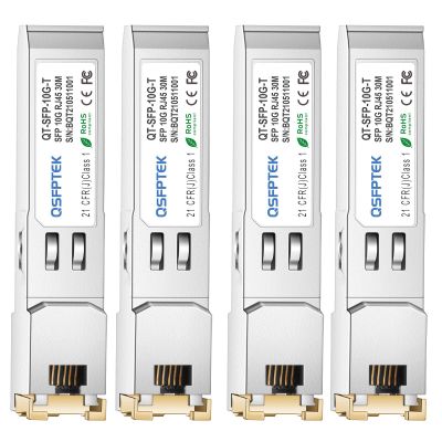 SFP RJ45 Copper Module, 10/100/1000BASE-T Gigabit SFP to RJ45 Mini-GBIC Transceiver for Cisco GLC-T(10/100/1000)/SFP-GE-T(10/100/1000), MikroTik, Supermicro Reach 100m - 4Pack