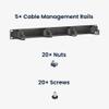 kwmobile 1U 19" Server Rack Cable Management Brackets (Pack of 5) - Steel Cable Organizers for Fiber Optic, Network, Patch Cables with Brushes view 4