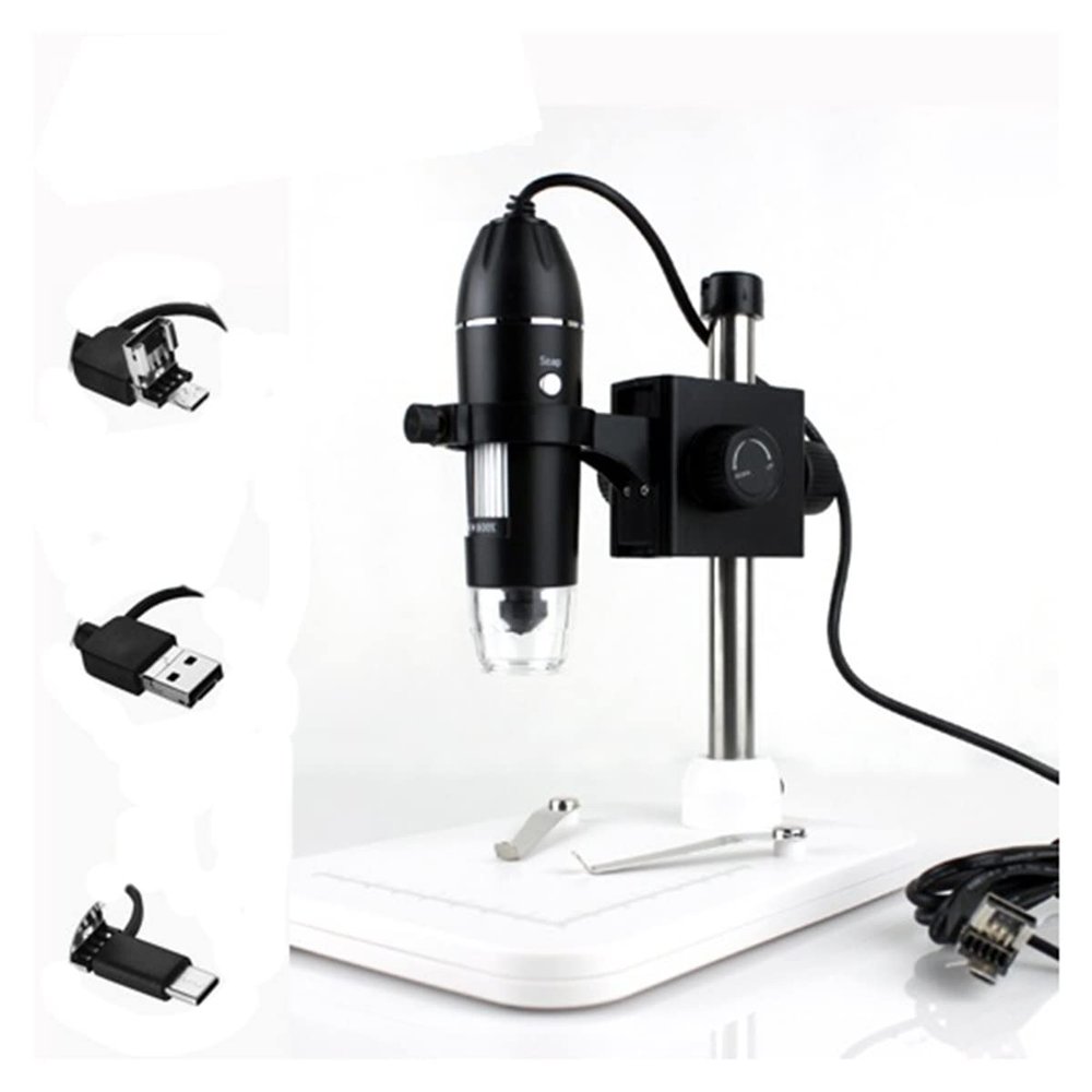 Lab Microscope Slides 50X To1600X Digital Microscope USB Zoom Camera Magnifier 8 LED Microscope Parts (Color : 3 in 1 USB Plastic, Magnification : 1000X)