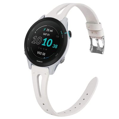 Compatible for Garmin Forerunner 255S Band, Lamshaw Slim Vintage Leather Strap Replacement for Women, Man,255S 41mm Smartwatch (41mm case Forerunner 255S, White)