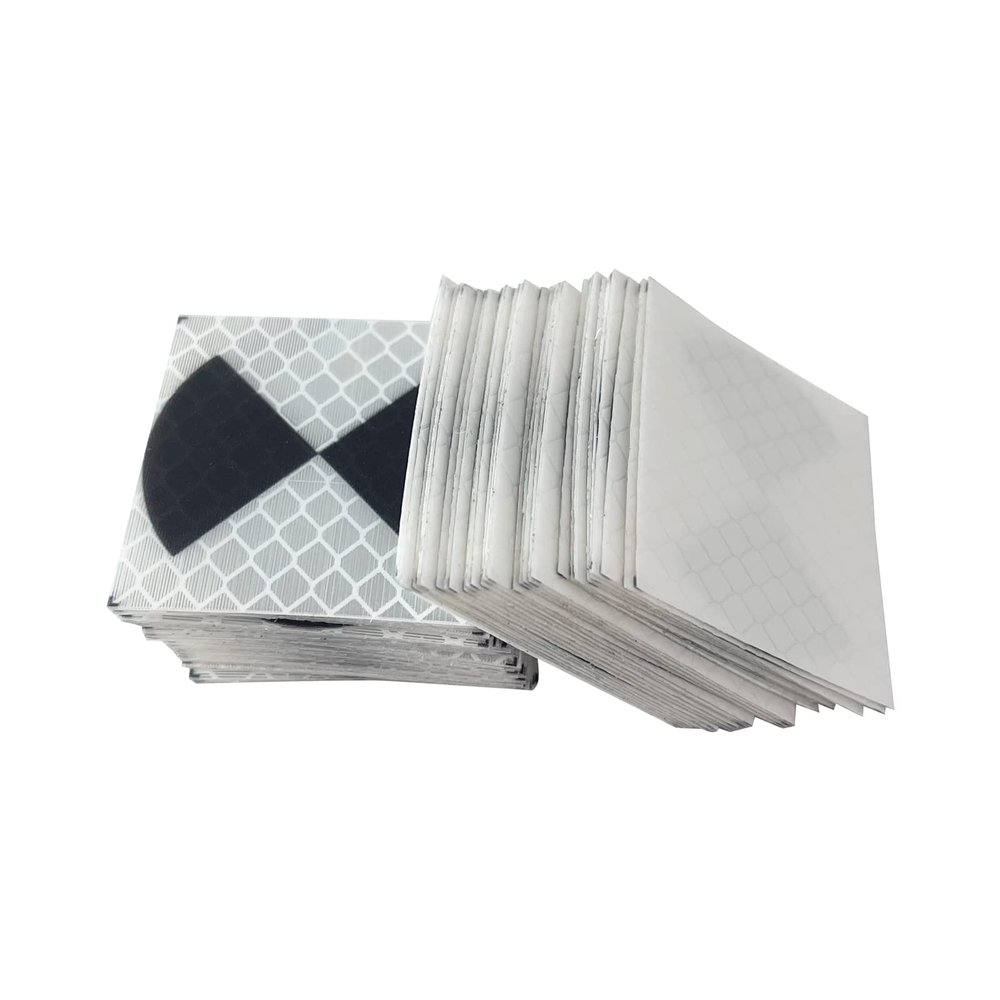 100PCS Reflector Sheet with Black Sectors 50x50mm Reflective Tape Target Surveying