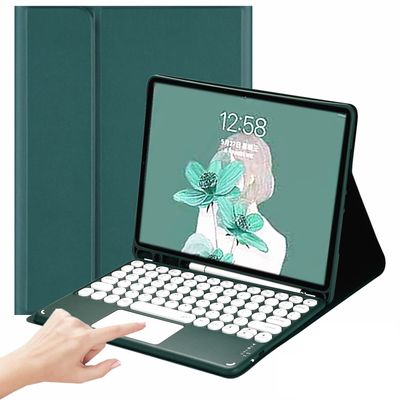 SENLAN iPad Air2 Keyboard Case with Touchpad, Magnetic, Detachable Bluetooth, Slim Smart Case, Round Key for iPad 5th/6th Gen 9.7'' (Dark Green)