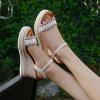 ZBYY Womens Open Toe Espadrilles Dressy Platform Sandals Summer Slip on Elastic Ankle Strap Bohemia Wedges Sandals view 4