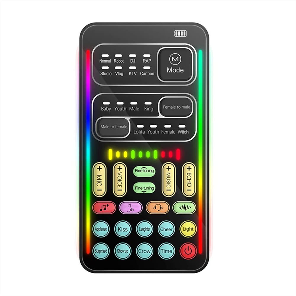 Diyeeni Handheld Voice Changer, Portable Multifunctional Voice Disguiser, Mini Sound with 8 Sound Effects Sound Changes, 450mAh Battery, Compatible with Mobile Phone, Computer, Tablet(I9