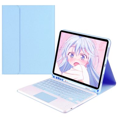 for 2024 New iPad Air 11'' & iPad Air4 2020 &iPad Air5 2022 Keyboard Case with touchpad/Pencil Holder Detachable Bluetooth Keyboard Color Keys (Sky Blue)