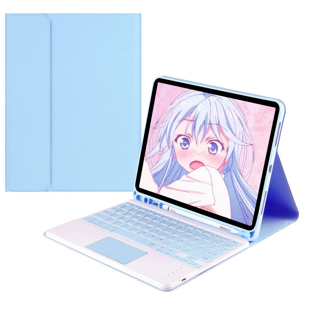 for 2024 New iPad Air 11'' & iPad Air4 2020 &iPad Air5 2022 Keyboard Case with touchpad/Pencil Holder Detachable Bluetooth Keyboard Color Keys (Sky Blue)
